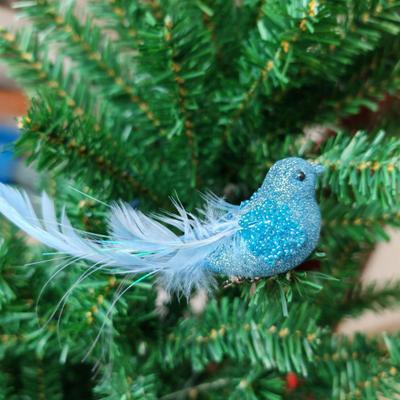 Yousheng Glitter Feather Bird Ornament Jiskřivý design s klipem Vánoční ozdoba na stromeček Slavnostní kouzlo pro domácnost