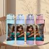 1PC Vintage Girl Oil Painting 750ml Color Plastic Sports Water Bottle Leakproof Flip Straw Lid Suitable for Sports Office Home Use