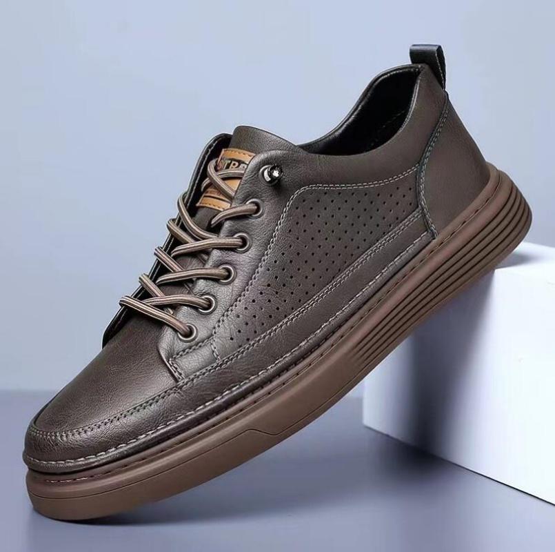 

Модная обувь класса люкс из кожи для скейтбординга, новый дизайн, мужские оксфордские туфли, универсальные мужские кроссовки, повседневная спортивная обувь для мужчин 44 коричневый