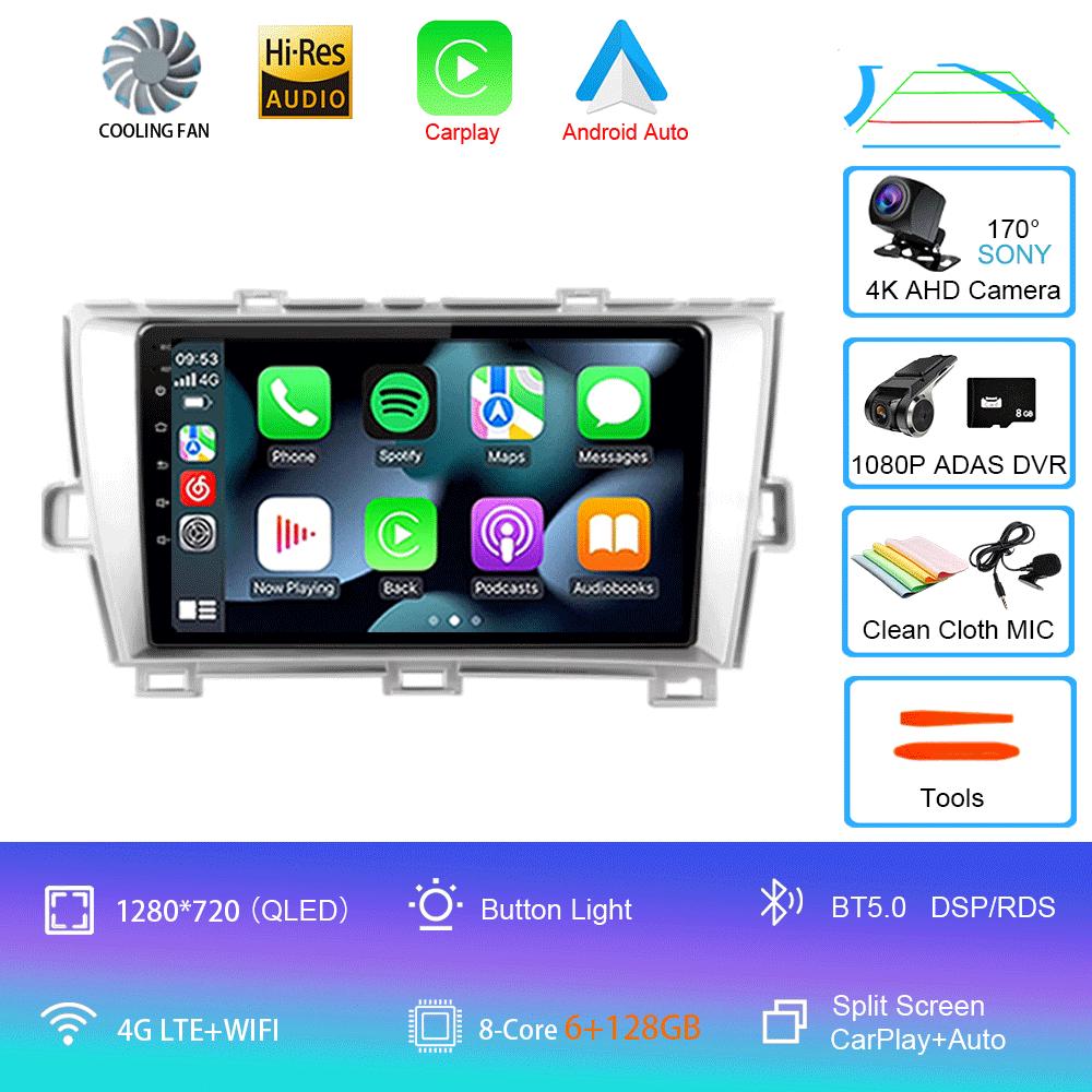 Car Radio Android 14 Carplay For Toyota Prius XW30 2009 2010 2011 - 2015 Navigation GPS Multimedia Player wifi+4G BT Auto 2 DIN