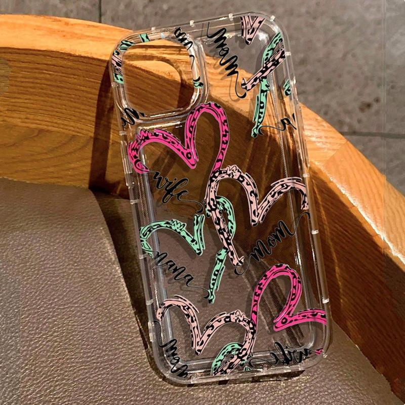 Floral & Heart Pattern Print Phone Case for Iphone 16 15 14 13 12 11 Pro Max 7 8 Plus Clear Soft TPU Cover for IPhone 16 Plus