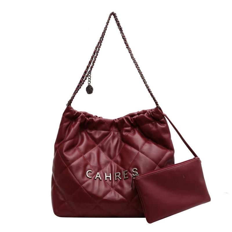 Модная Сумка на Цепочке Через Плечо Большой Вместимости для Женщин 2023 Осень Зима Новый Стиль Универсальная Подмышечная Сумка красный