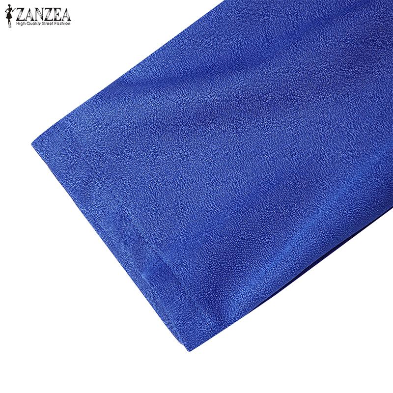 ZANZEA Women Casual Round Neck Summer 3/4 Sleeve Elegant Dress