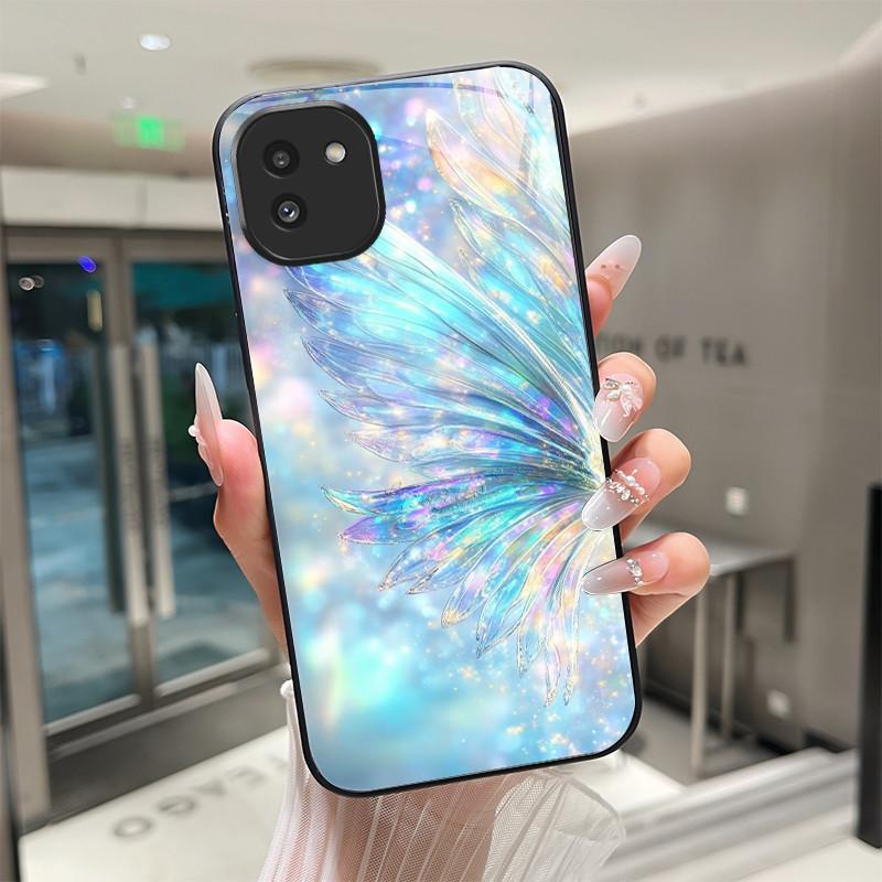 

Beautiful Flower Rose Cute Cartoon Cats Case For Samsung Galaxy A03 Tempered Glass Phone Case Protective Back Cover Hard Shell Samsung Galaxy A03