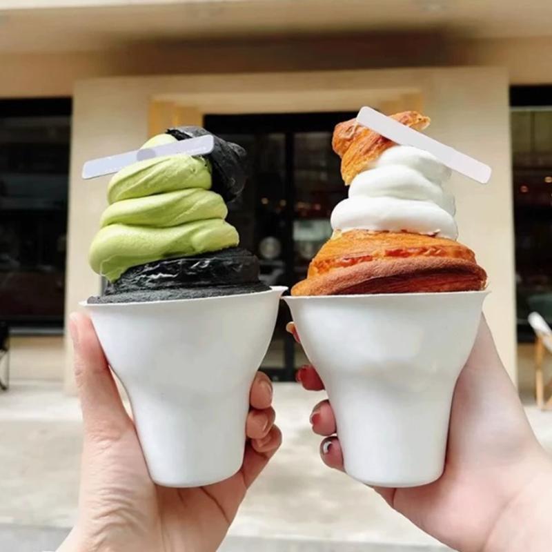 10Pcs Disposable Ice Cream Cup Dessert Cake Paper Cup Shaved Ice Yogurt Bowl Food Grade Tiramisu Dessert Pulp Cups