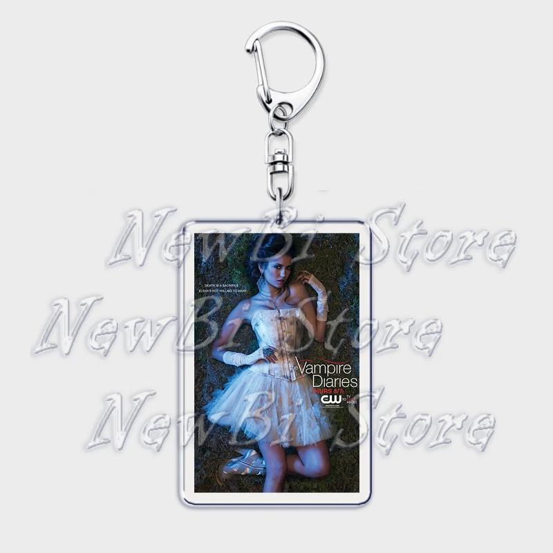 TVD The Vampire Diaries Keychain for Accessories Bag Damon Stefan Salvatore Elena Gilbert Key Chain Keyring Jewelry Fans Gifts