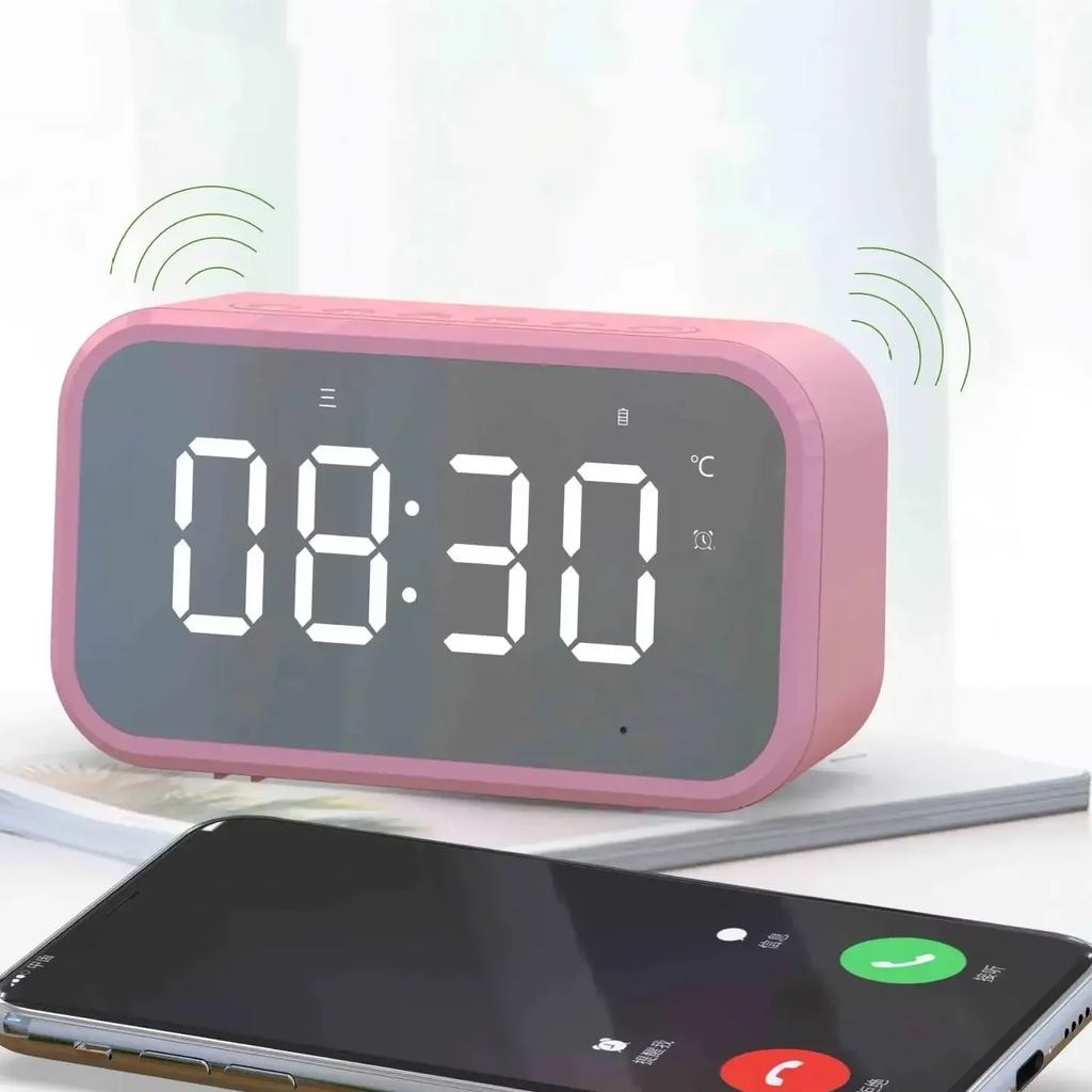 Smart Multi Mirror Digital Alarm Clock FM Radio Bluetooth Speaker TF Card Playback LED Display Table Clock for Home Office