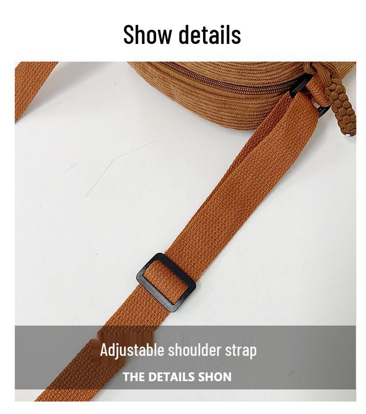 Vintage Corduroy Crossbody Bag for Students: Japanese Style, Versatile, Canvas, Small Phone Holder