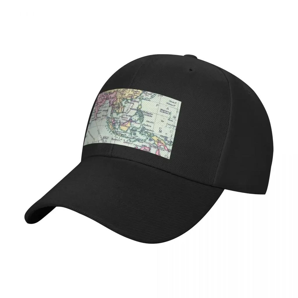 Southeast Asia Vintage Map Baseball Cap Mountaineering Hat black Womens Unisexs