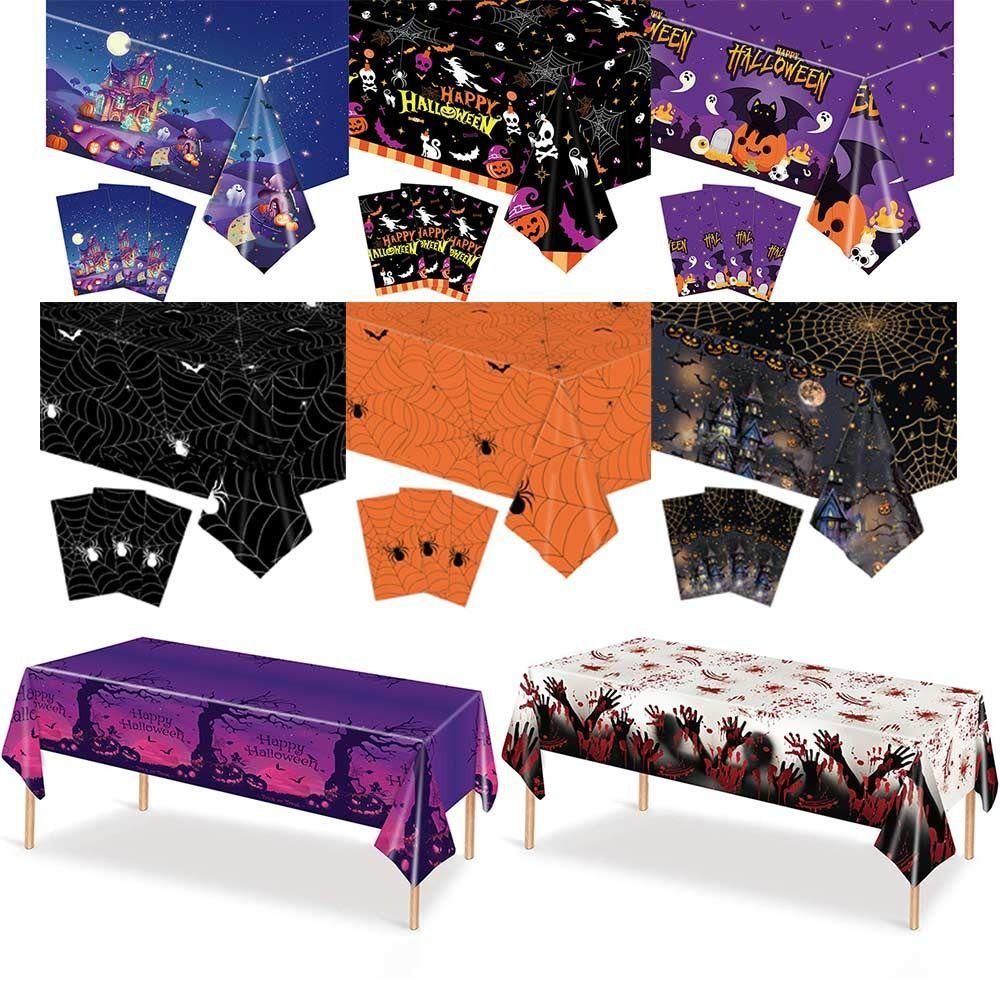 New Plastic Halloween Tablecloth Bronzing Table Decoration Disposable Tablecloths Pumpkin Ghost Table Cover Halloween