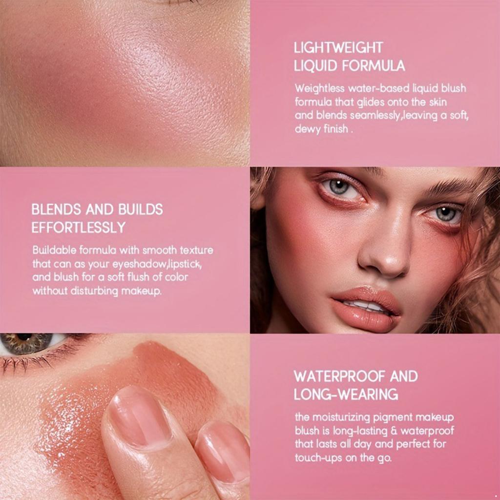 Matte Finish Liquid Blush Makeup, Cream-Based & Lightweight - Buildable Cheek Color, Blendable and Long-Wearing for Daily Wear