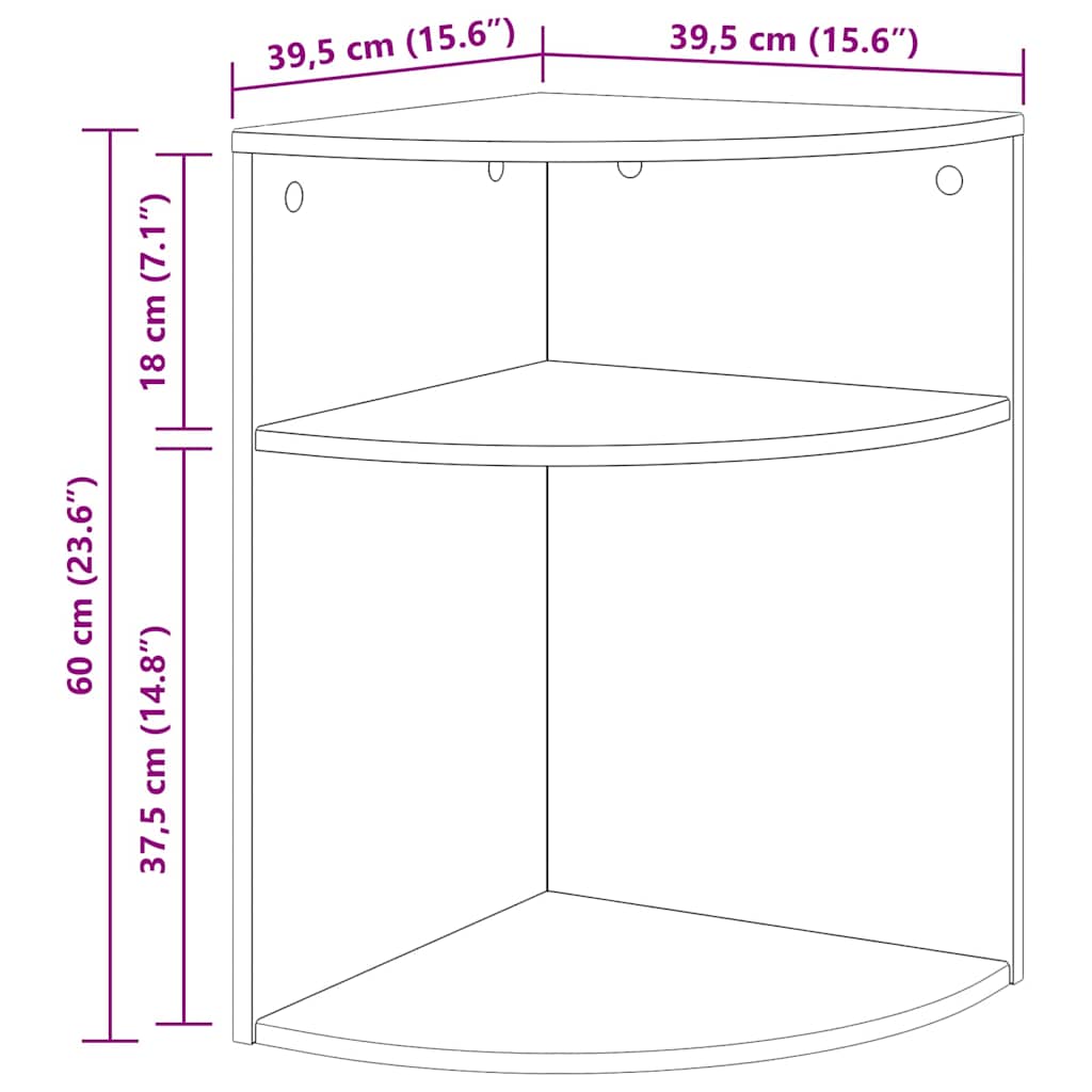 Side Table Grey Sonoma 39.7 x 39.7 x 60 cm Particleboard