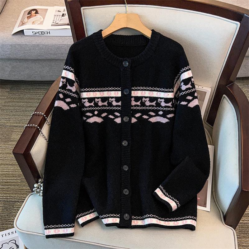 

Plus Size Women’s Loose Cardigan Sweater, Bust 150/160, Thick Knitwear, Sizes 200/300 jin 6XL чёрный