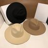 Black jazz hat British retro Panama big eaves hat new Internet celebrity ins tide flat top hat women