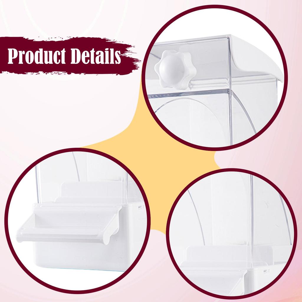 Bird Cage Feeder Reusable Food Dispenser Food Container Parrot Feeder for Budgies Cockatoo Parakeets Cockatiel Parrotlets