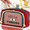 1pcs Lovely Dog Pencil Bag Pen Case, Cute Cartoon Retro Plaid Pattern Large Capacity Storage Pouch for Stationery Student