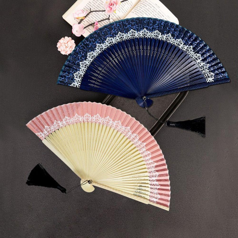 Silk Cloth Color Changing Folding Fan Bamboo Material Dance Fan Elegant Handicraft Fan Summer Use