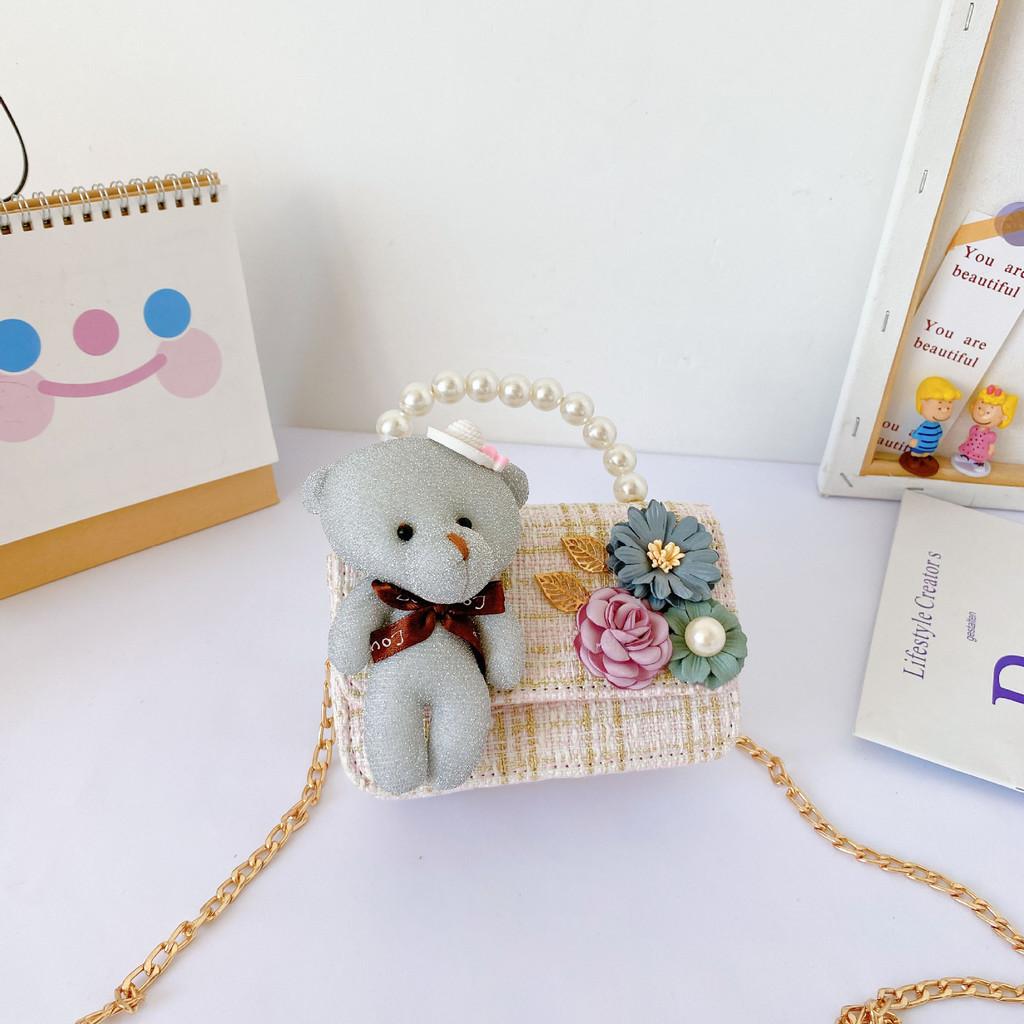

Adorable Mini Toddler Crossbody Bag For Girls Soft Plush Design Stylish Backpack Bear Pink White