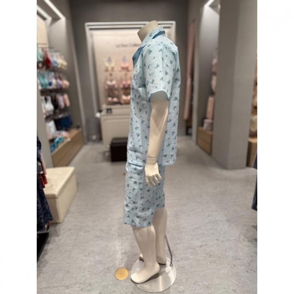 Triumph 100  Cotton Mini Ripple Blueberry Half Sleeve Couples Pajama Set Tempj21