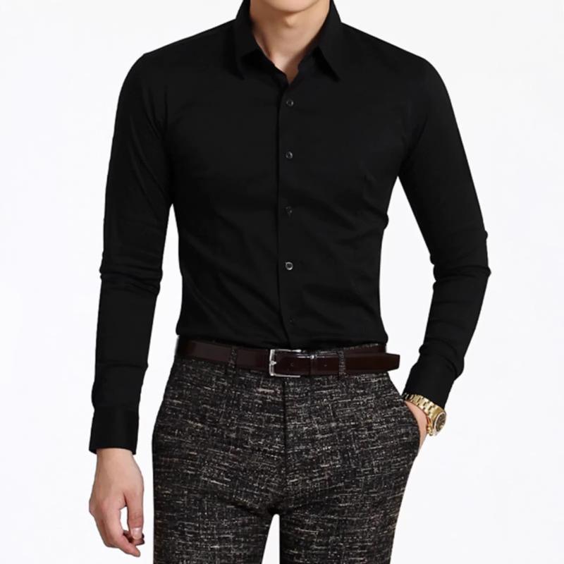 Solid Color Wine Red Non Iron Slim Fit Long Sleeve Business Casual Men Dress Shirt
