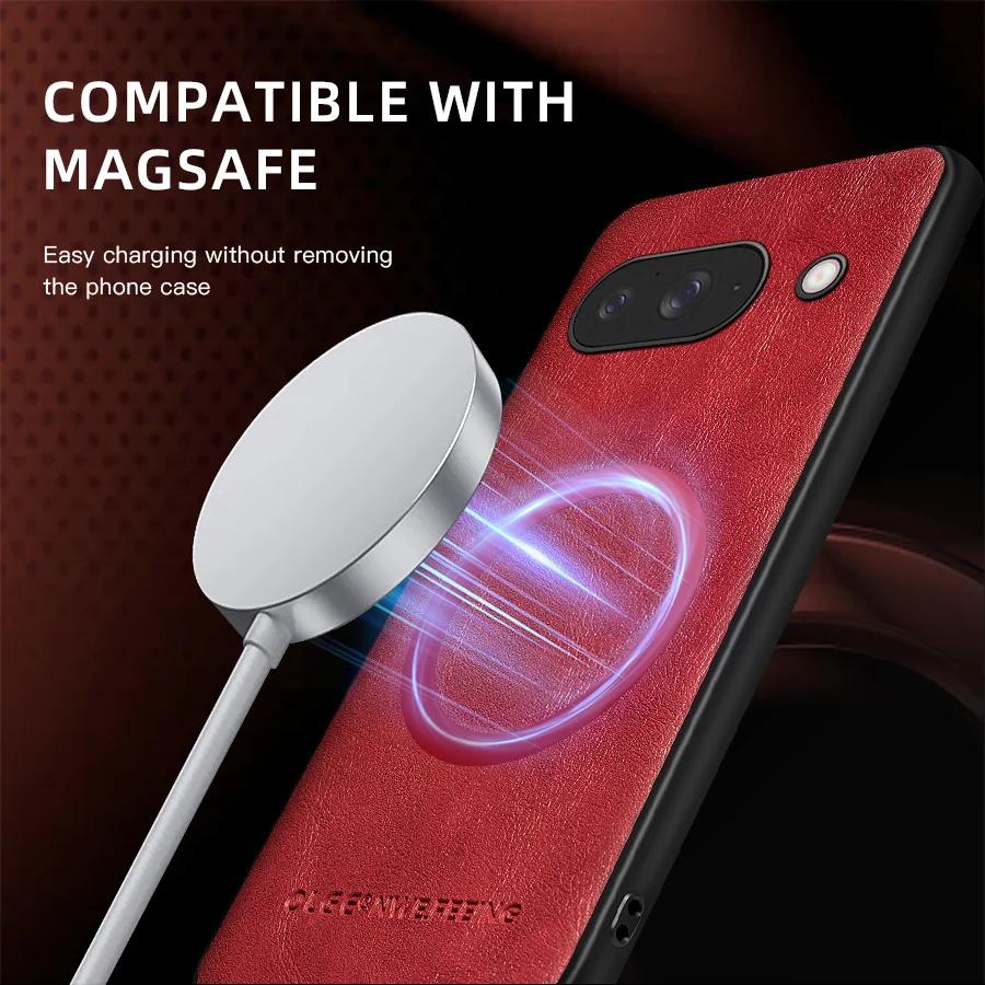For Google Pixel 9 9A 9 Pro 9 Pro XL  PU Leather Magnetic Ring Soft Edge Anti-Drop Anti-Fingerprint Phone Case