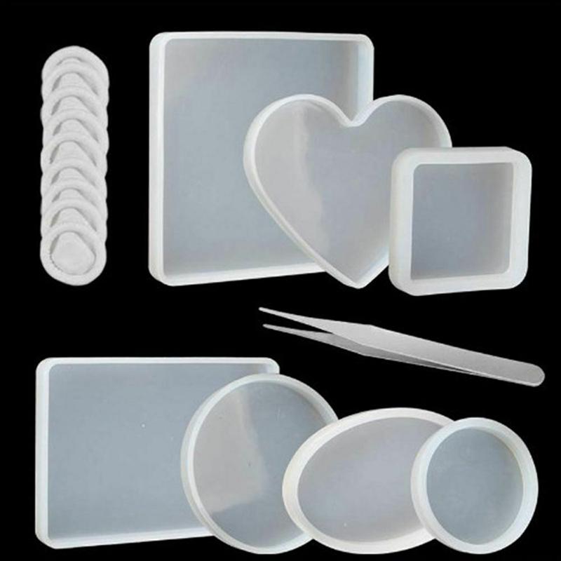 

18 шт., набор форм для эпоксидной смолы для DIY, силиконовые подставки для изготовления ювелирных изделий, набор форм