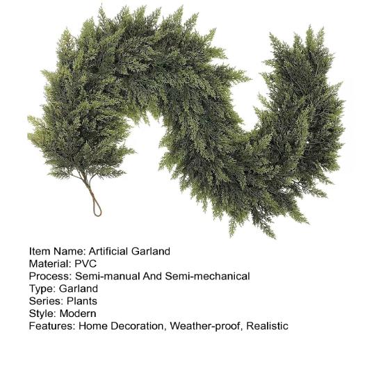 1/2 ks 150/180/270CM Vánoční Umělá Cedrová Girlanda Simulace Větev Borovice Norfolkské Falešná Zeleň Krbová Rimska Veranda Dekorace