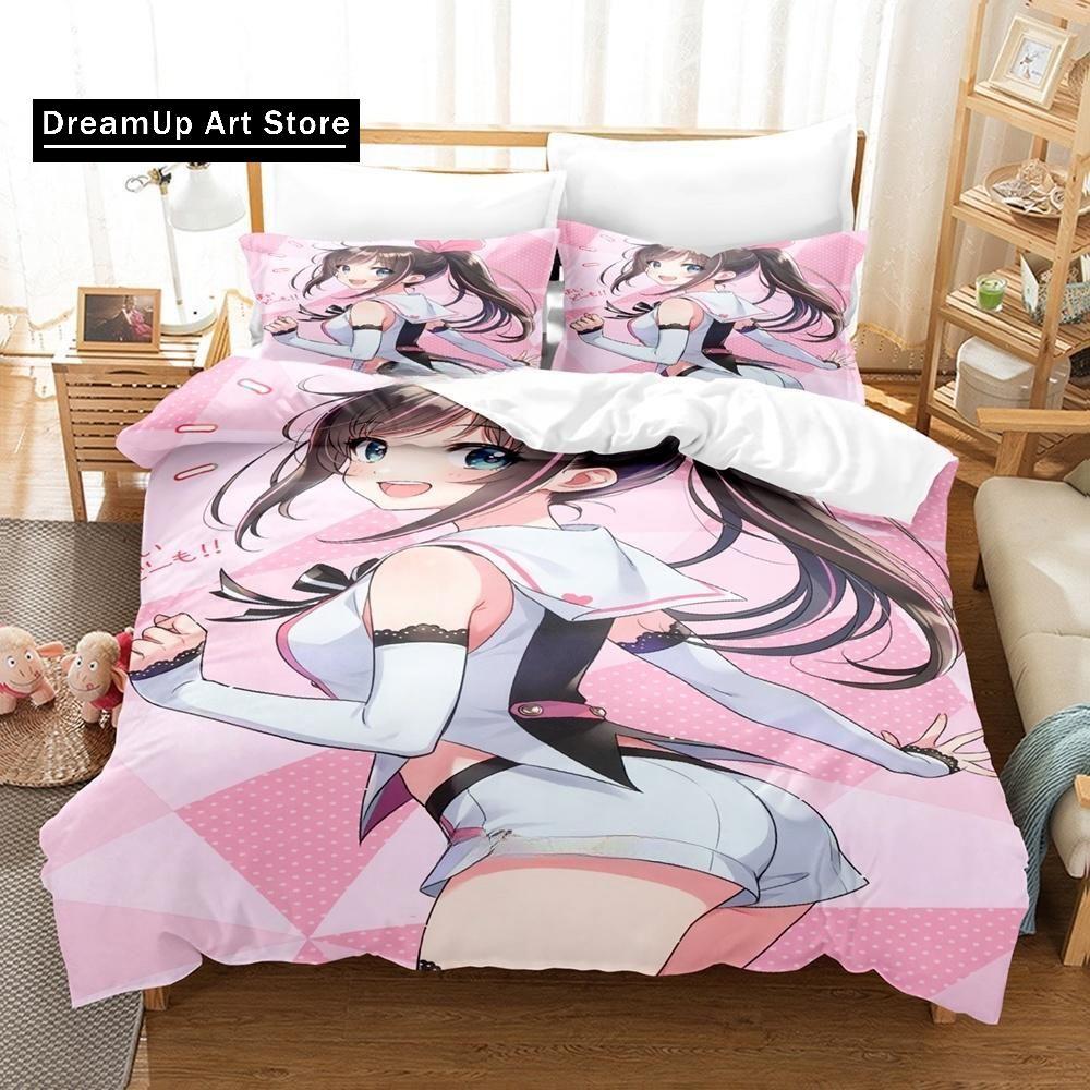 3d Printing anime Kawaii Girls Kizuna AI Bedding Set Single Twin Full Queen King Size Bed Set Adult Kid Bedroom Duvet cover Sets