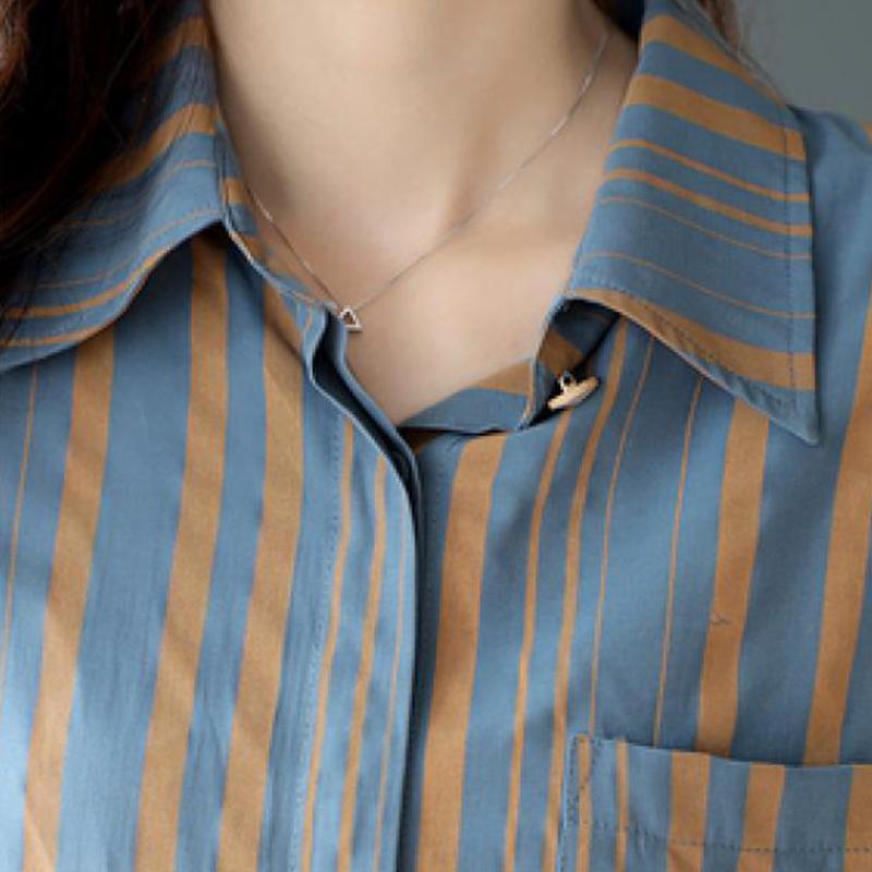 Spring Autumn Vintage Striped Print Loose Casual Cotton Shirt Ladies Long Sleeve Elegant All-match Blouse Femme Cardigans Tops