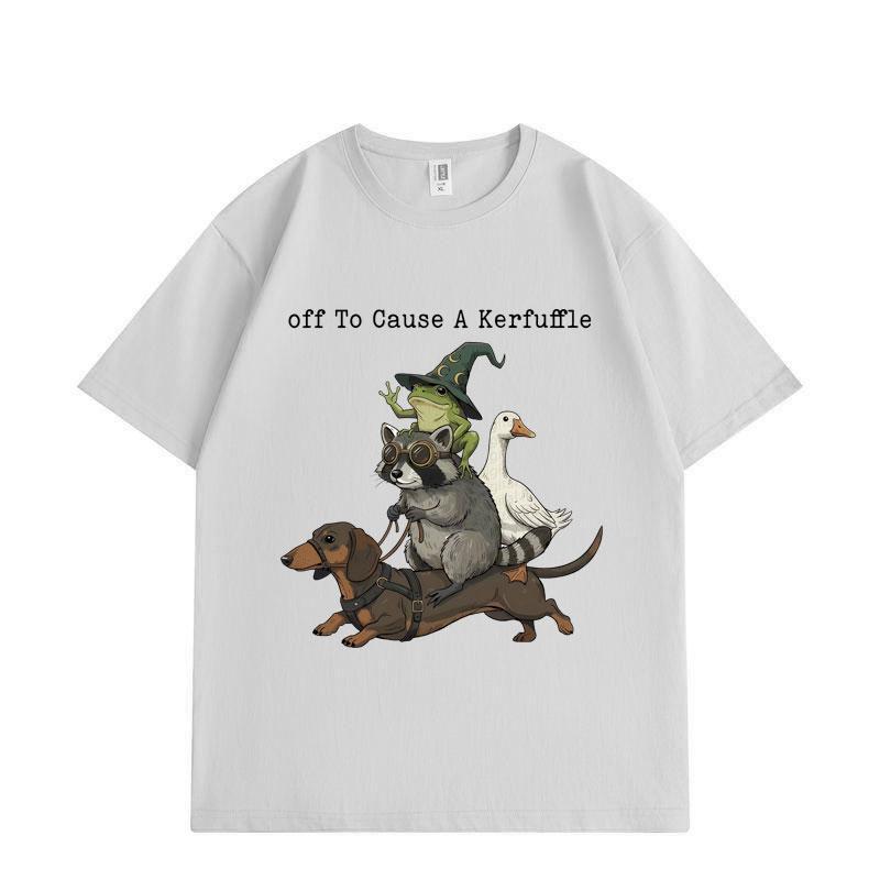 Off To Cause A Kerfuffle Funny Animal Graphic T Shirts High Quality Fashion Oversized T-shirts Men Women Cotton T-shirt