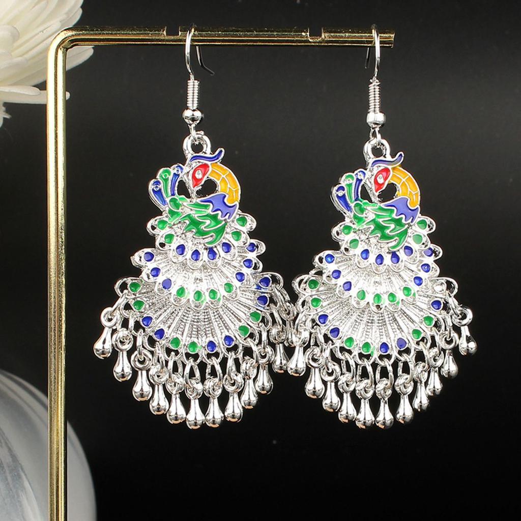 Turquoise Earrings Bohemian Drop Ear Earrings with Tassels, Geometric Alloy, Retro Style, Boastful Ear Accessories