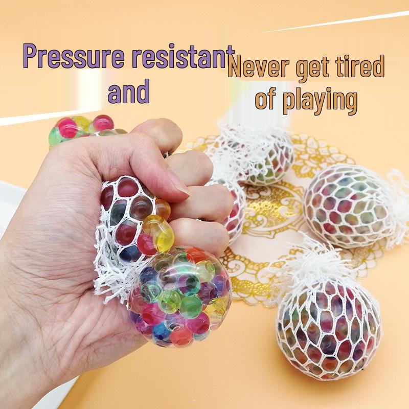 Luminous Crystal Squeeze Grape Ball Toy with Colored Beads - 6CM Venting Stress Reliever