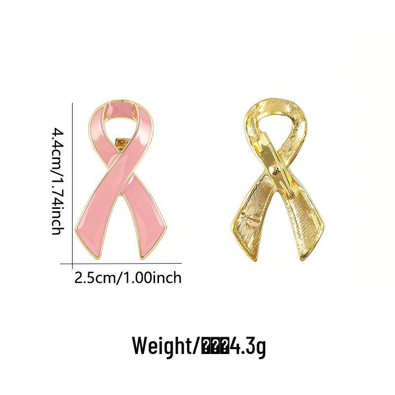 3D Pink Ribbon Brooch: Alloy Drip Glaze Versatile Pin for Bags & Coats Size 0