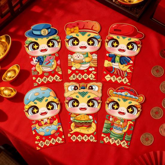 6 Pcs Chinese New Year Red Envelope Year of The Snake 2025 Money Envelopes for Cash Gifts Spring Festival Decoration