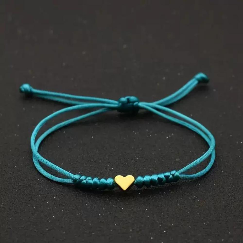 Hot Golden Silvery Heart Braided Rope Adjustable Bracelet Unisex Trendy Fashion Simple Versatile Couple Jewelry Gift Wholesale