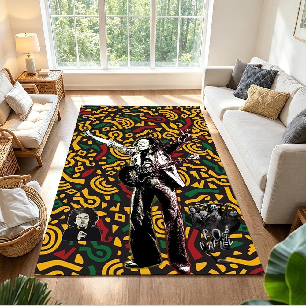 Bob Marley Area Rug Design for Entryway Outdoor Living Rooms Playrooms Anti-slip Rug Decorate Offices Perfect Gift for Women/Men