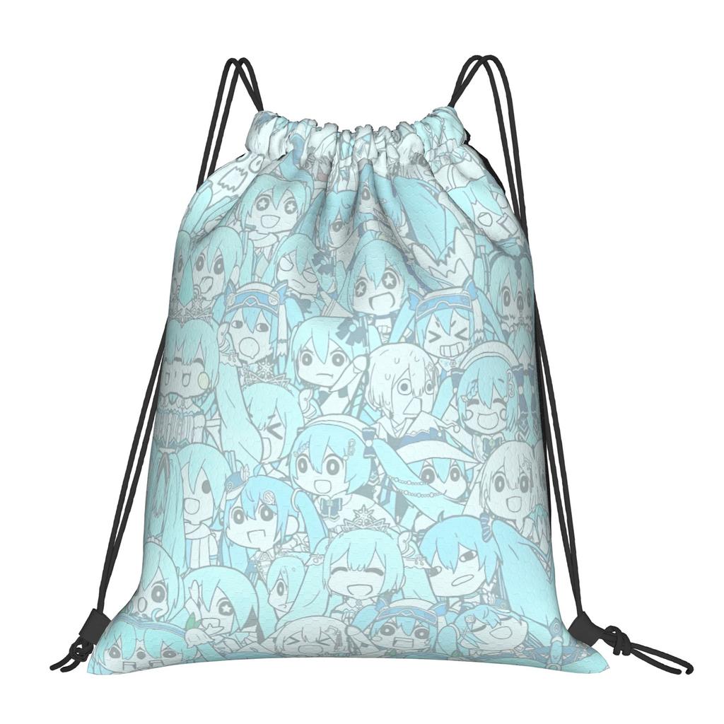Bolsas con Cordón Personalizadas de Hatsune Anime Miku para Compras Mochilas de Yoga Hombres Mujeres Bonitas Deportivas Gimnasio Mochila Saco