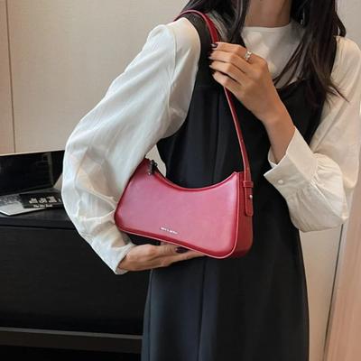 Kleine süße Unterarm-Schultertaschen für Frauen, trendiges Design, Lederhandtaschen und Geldbörsen, Y2K, silberrote Handtasche, Damentasche