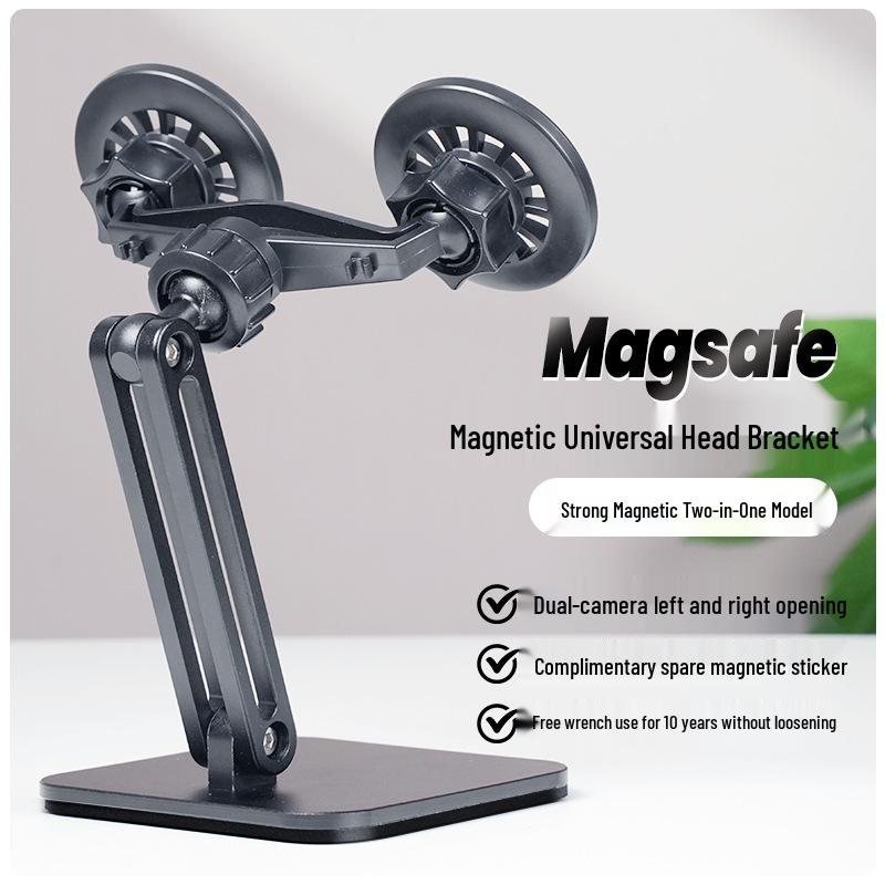 Dual-Machine Magnetic Phone Holder for Magsafe: 15W Wireless Fast Charging, Foldable Desktop Stand