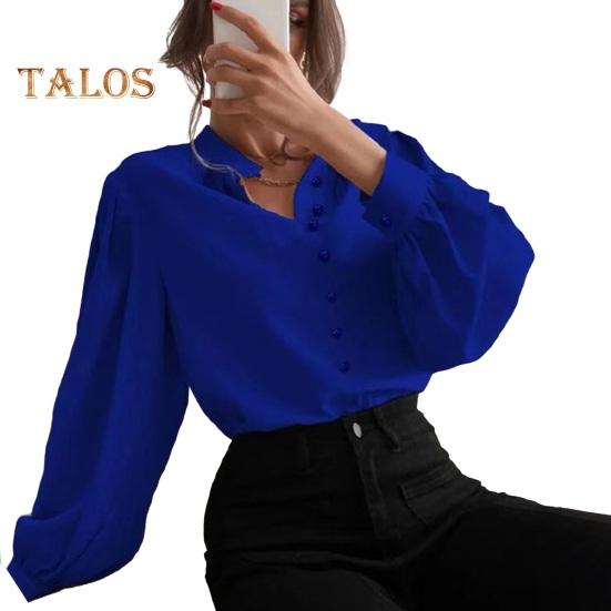 

Женская рубашка с воротником-стойкой и длинным рукавом, однобортная рубашка, однотонная, свободного кроя, повседневная рубашка XXL