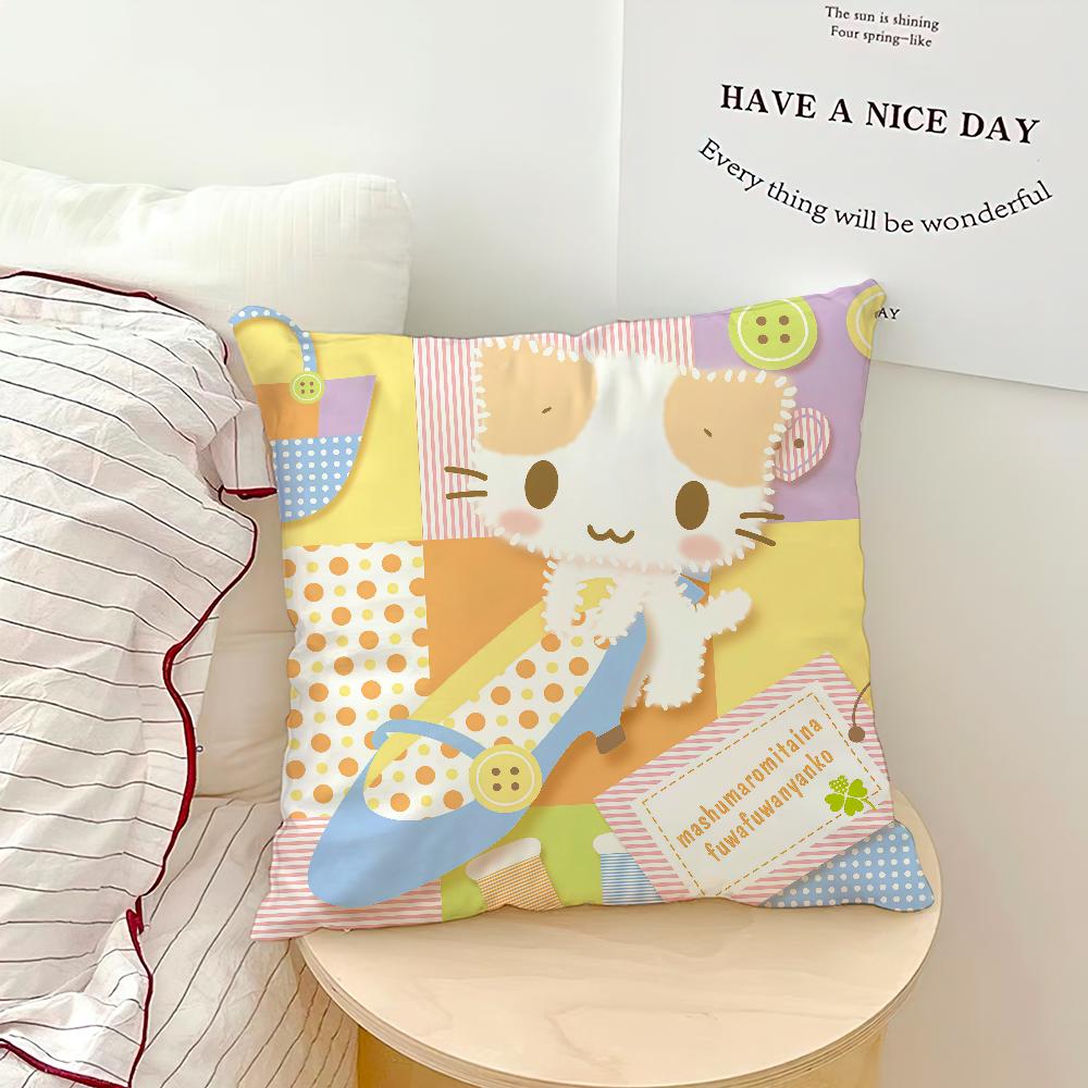 Cute Cartoon M-Masyumaro Cat Comfortable soft Pillow Case for Sofa Living Room Home office Decor Protective Covers