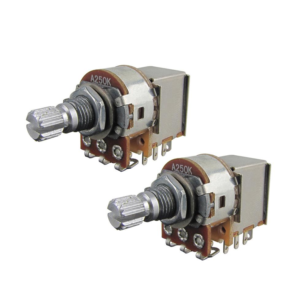 FLEOR 2pcs Short Shaft Push Pull Guitar Potentiometers Pots 500K /250K Guitar Bass Parts