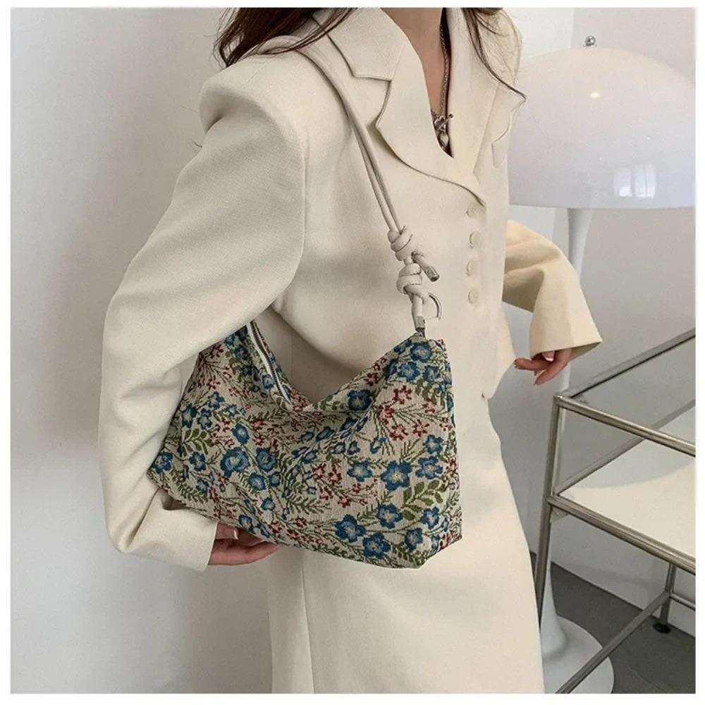 Trendy Vintage Underarm Bag Print Simple Design Shoulder Bag Large Capacity Women's Handbag for Women