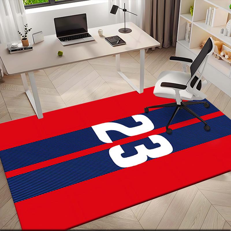 1pc Red Sports Jersey Number Design Carpet Rug for Living Room Bedroom Home Sofa Decoration,Kids Play Non-slip Floor Mat