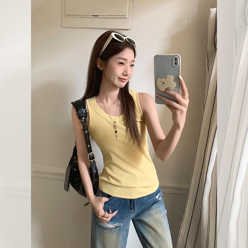 Anti-light Low-necked Small Suspender Vest for Women's Outer Wear, Summer New Sleeveless Thickened Bottom Inner Top