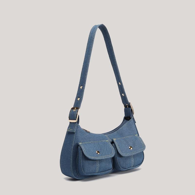 Denim Stray Bag Niche Design Sense Underarm Bag Women's Fashionable Shoulder Bag Fashionable Baguette Bag