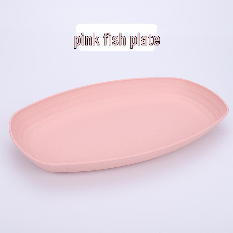 

Экологичный набор посуды из пшеничной соломы: Овальная тарелка для рыбы, Прямоугольное блюдо для приготовления на пару, Тарелка для пельменей и Утолщенная обеденная тарелка. Large Fish Plate - 1 piece розовый