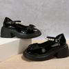 Leisure Women's Four Seasons Pearl Decoration Strap Non Slip Square Heels Round Toe Business Casual Dress Shoes for Women