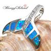 [Breezy Island] Hawaiian Jewelry Pendant Top - Whale Tail - A lucky charm with the beautiful sparkle of opal that brings good fortune.