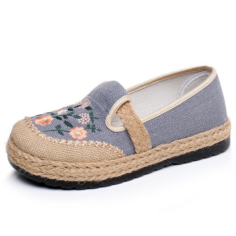 Cloth shoes women's summer flat-soled embroidered shoes casual elderly single shoes breathable soft-soled comfortable mother shoes